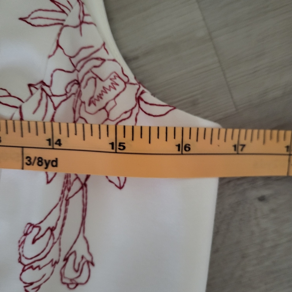 Ann Taylor dress Womens 6 Cream Red Stitched Flowers Sleeveless - Picture 8 of 16
